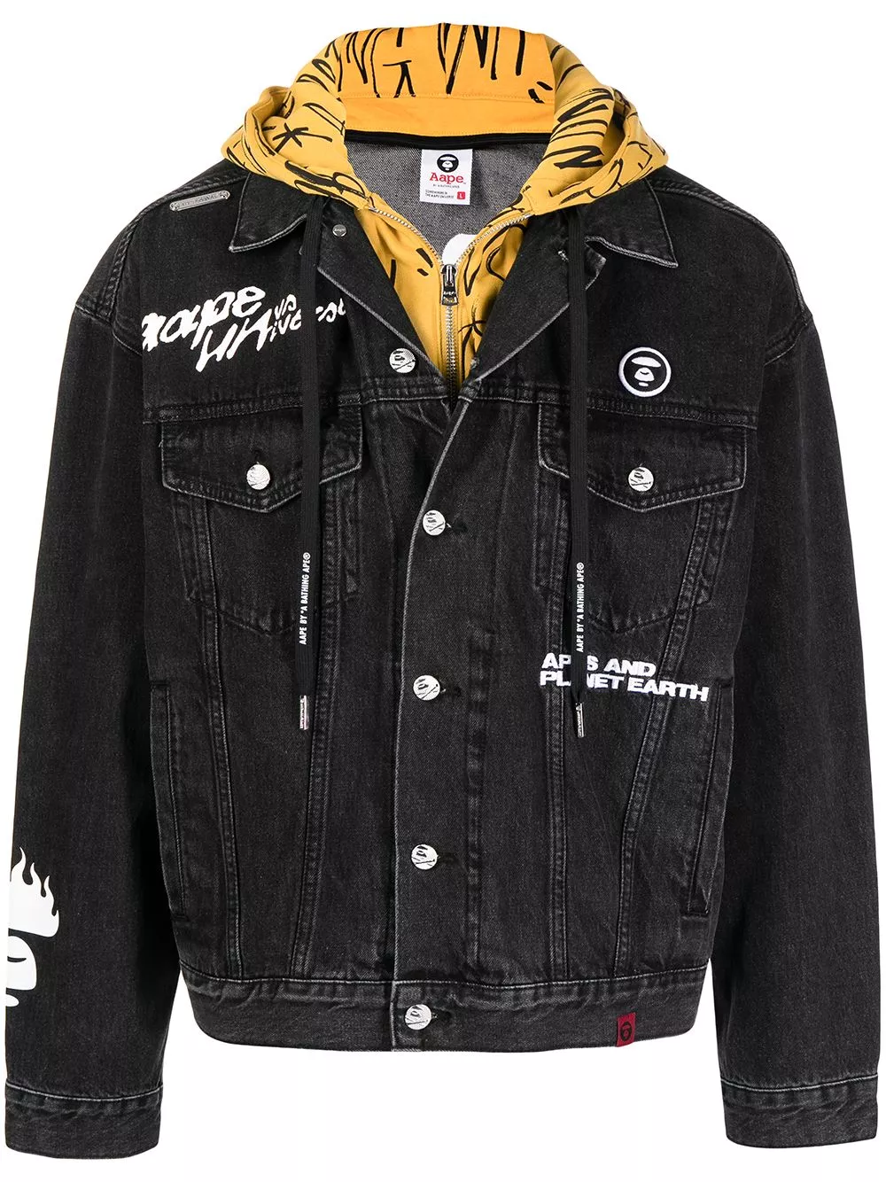 Affordable AAPE BY *A BATHING APE logo hooded denim jacket Men 0123