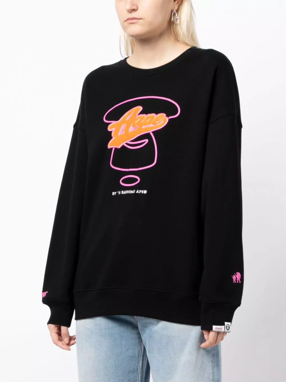 Cheap AAPE BY *A BATHING APE logo-embroidered cotton sweatshirt Women 0113