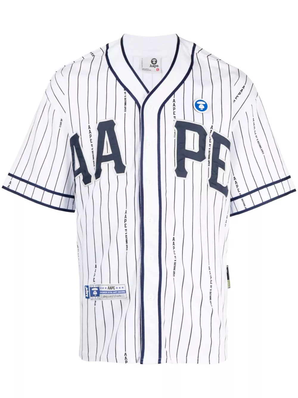 Cheap AAPE BY *A BATHING APE logo-patch striped cotton shirt Men 0115