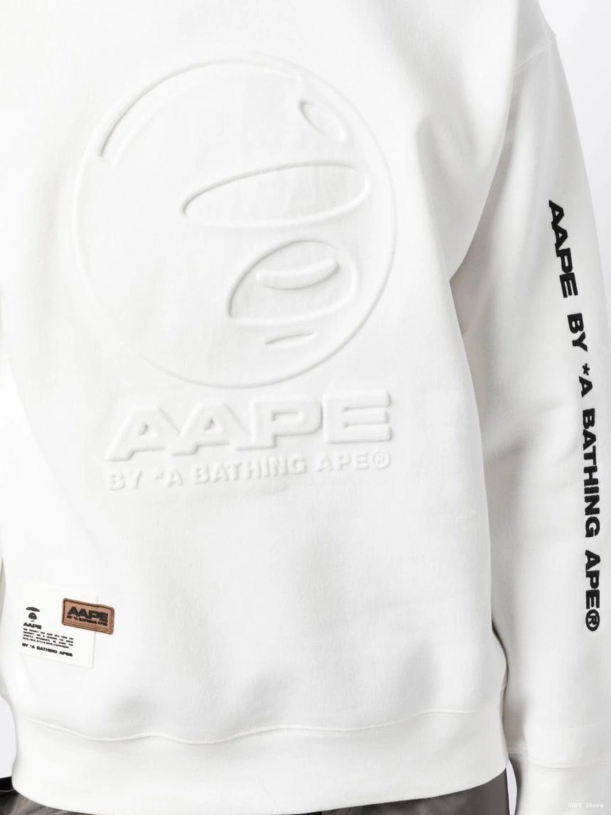 Affordable APE Men sweatshirt logo-embossed AAPE BATHING *A crew-neck BY 0308