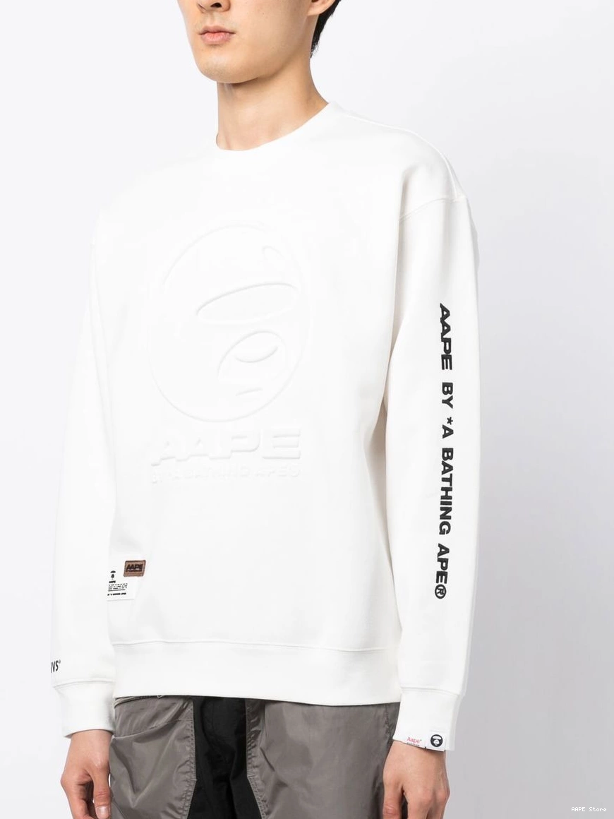 Affordable APE Men sweatshirt logo-embossed AAPE BATHING *A crew-neck BY 0308