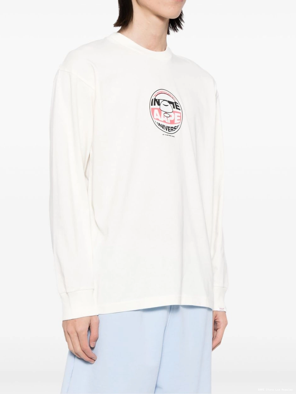 Affordable logo-printed APE BATHING Men T-shirt long-sleeved BY AAPE *A 0304