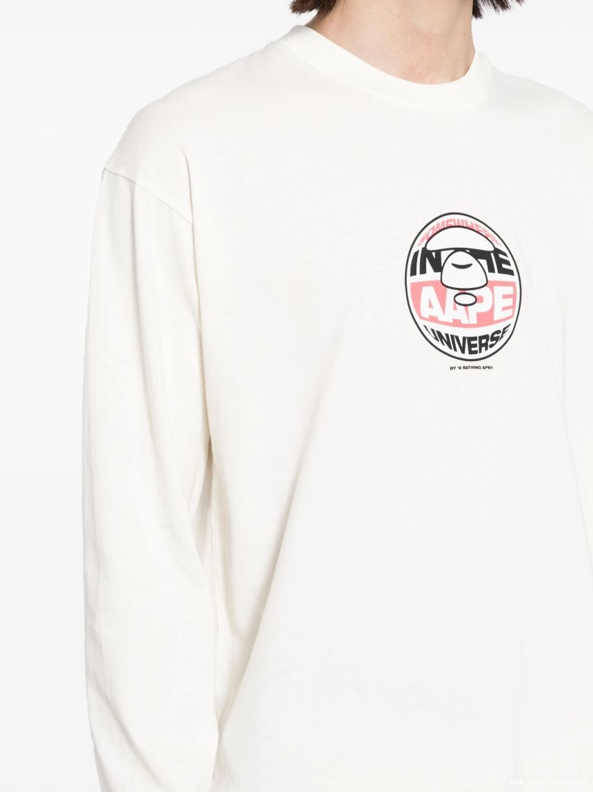 Affordable logo-printed APE BATHING Men T-shirt long-sleeved BY AAPE *A 0304