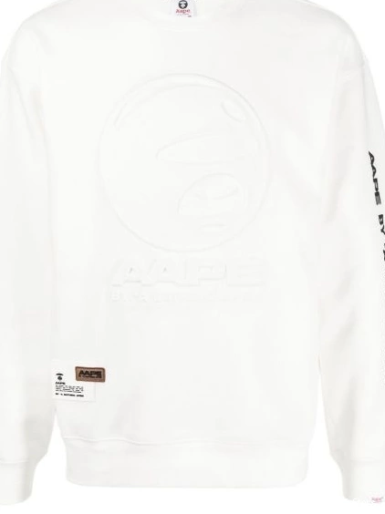 Affordable APE Men sweatshirt logo-embossed AAPE BATHING *A crew-neck BY 0308