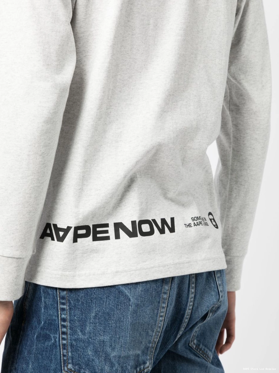 Affordable *A cotton BY T-shirt logo-patch BATHING AAPE APE Men long-sleeve 0304